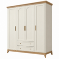 Armario ropero 180 x 55 x 220 cm de madera blanco y natural con 4 puertas y 2 cajones