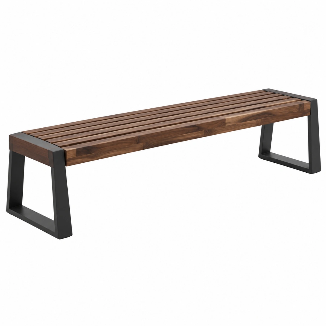 Banco 180 x 40 x 45 cm de madera marrón y metal negro - estilo industrial